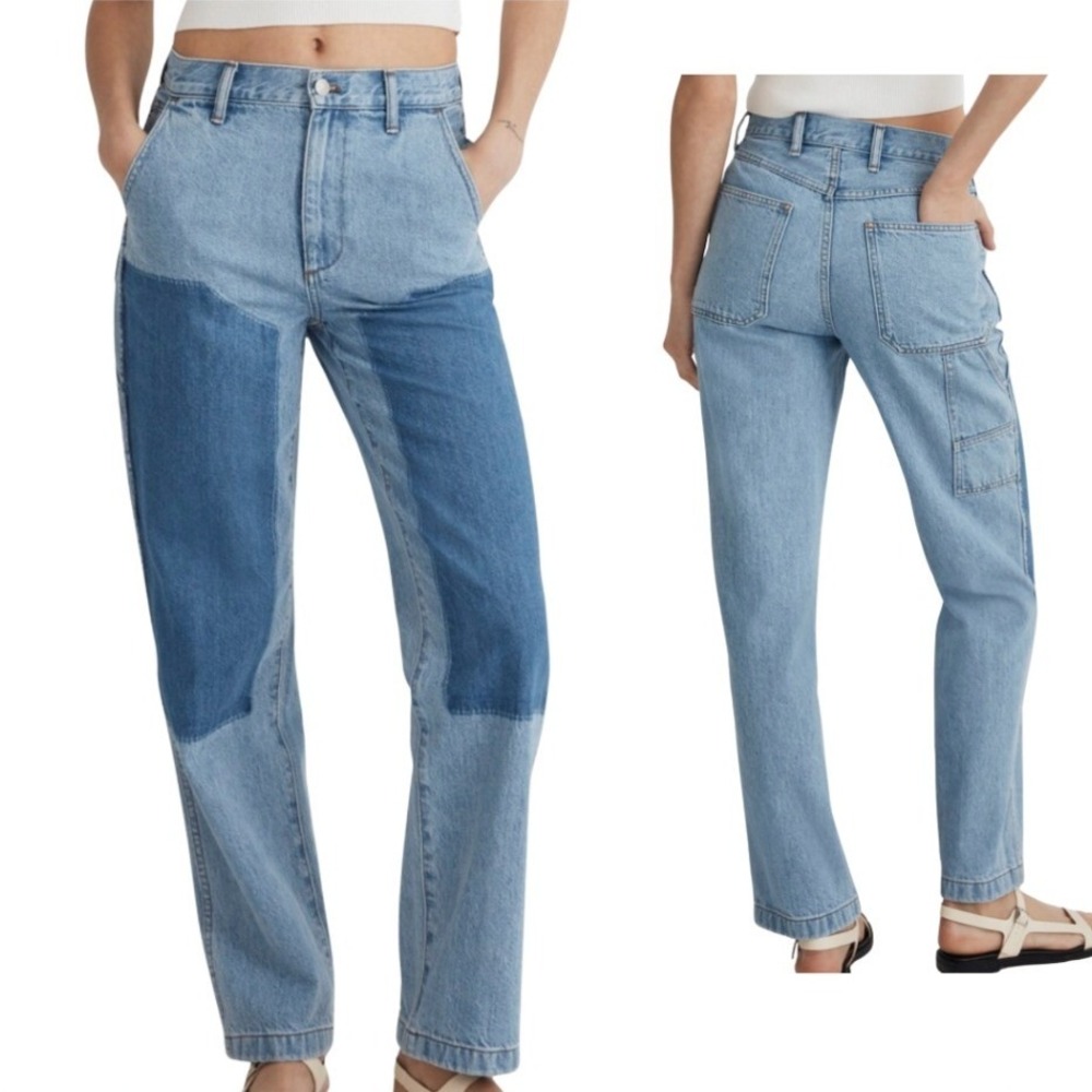 Madewell The Perfect Vintage Straight‎ Jean Colorblock Carpenter Blue Denim 27